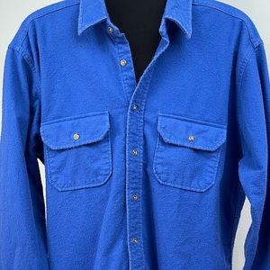 LANDS' END Chamois MIDWEIGHT Flannel Shirt Men’s L (16-16 1/2) Safari Blue.